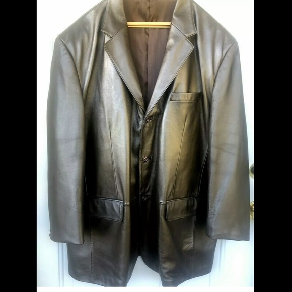 J. Ferrar Brown Genuine Leather Mens Sports Coat